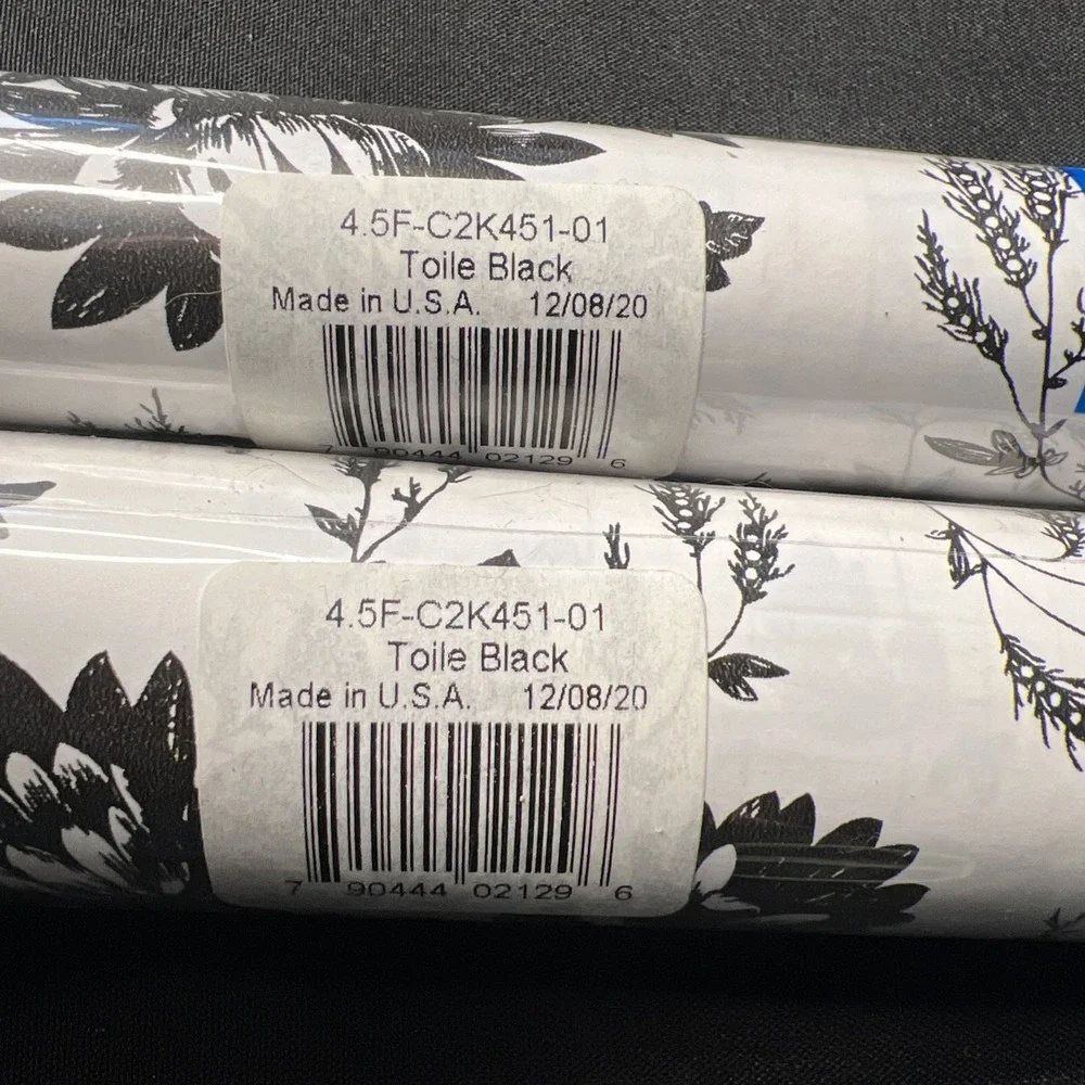 2/ Black & White Rose Floral Toile  Contact Paper Wall Shelf Liner Peel Stick